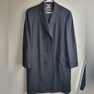 Men's Vintage Kuppenheimer Black Overcoat/ Trenchcoat, XL